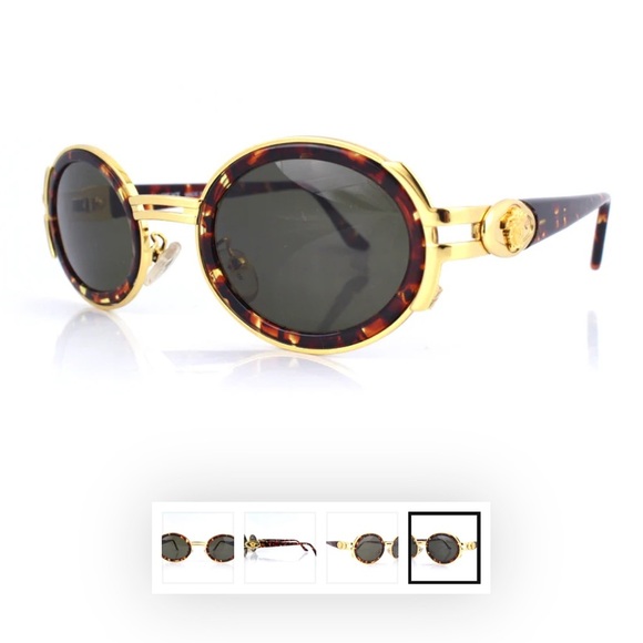 VINTAGE Gianni Versace Gold Frame Sunglasses with Brown Prescription Lenses - Picture 5 of 16